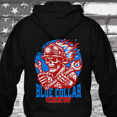 Work Harder Hoodie Blue Collar Crew Patriotic Sweatshirt